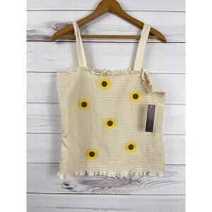 No Boundaries Sunflower Smocked Tank Top Size XXL 19‎ NWT